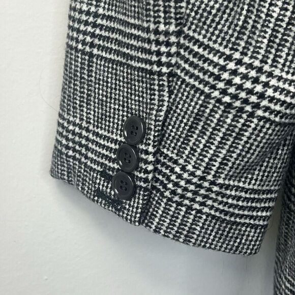 Everlane Oversized Glen Plaid Wool Blazer Size 16 Black Gray Houndstooth - Picture 12 of 14